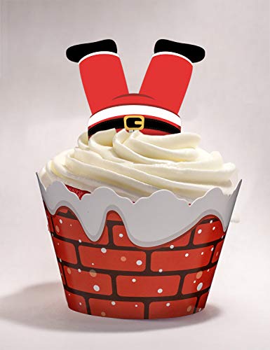Christmas Cupcake Toppers and Wrappers Party Supplies/Favors - Snowman/Santa Claus/Reindeer/Elf - Thumbnail 3