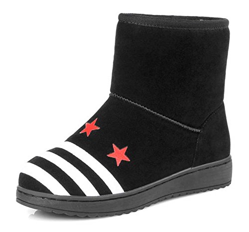 CHFSO Women's Stylish Waterproof Faux Fur Lined Low Heel Platform Ankle Winter Warm Snow Boots Black 8 B(M) US CHFSO Women's Stylish Waterproof Faux Fur Lined Low Heel Platform Ankle Winter Warm Snow Boots Black 8 B(M) US