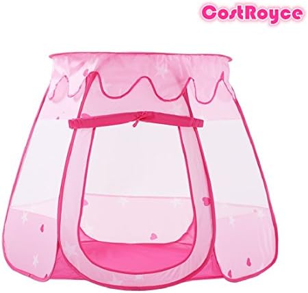 CostRoyce Girls Princess Castle Playhouse Play Tent Pop Up Children Ball Pit for Indoor Outdoor W/ Carry Bag and 100 Colorful Balls