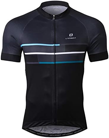 LAMEDA Mens Full Zip Moisture Wicking Short Sleeve Cycling Jersey Breathable Running Tops - Bike Biking Shirt Blue