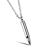 COCO Park Polish Bullet Charm Pendant Necklace Stainless Steel Urn Ash Memorial Keepsake Love Token Holder, Silver