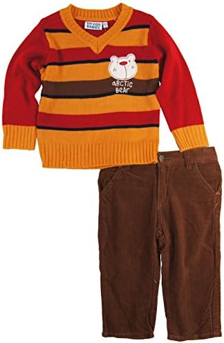 Titicos Babies Baby Boys Infant Arctic Bear V-Neck Cardigan Sweater 2Pc Pant Set, Brown, 6-12 Months