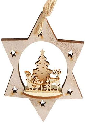 Abstand Bingyelh Weihnachtsbaum Schneemann Schneeflocke Rentier Hangende Ornamente Stern Holz Geschenkanhanger Basteln Holz Scheiben Weihnachten Dekoration B Amazon De Garten