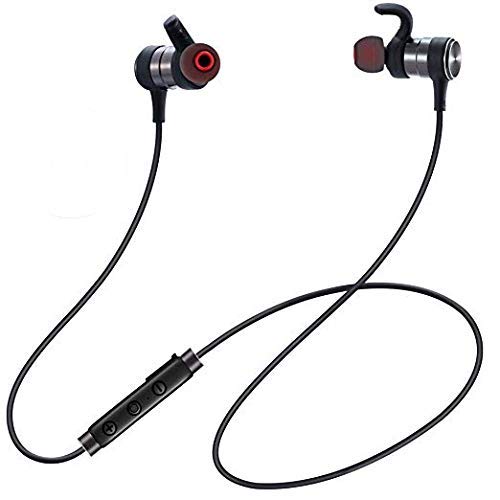 ESTAVEL Bluetooth Headphones, Wireless Sports Earphones with Mic Bluetooth Lightweight Stereo In Ear Earbuds IPX5 Sweatproof Magnetic Headsets for Gym