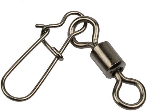 YOGAYET Fishing Ball Bearing Barrel Swivel with Duo-lock Snaps Stainless Steel Solid Rings Fishing Line to Hook Clip Connector (Pack of 20) 6#