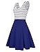 MISSKY Women's Open Back Sleeveless Sexy Hollow Out Slim Fit Black White Stripe Casual Cocktail Cute Mini Swing Dress (L, Dark Blue)