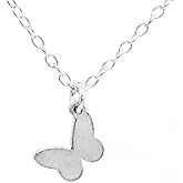 Sterling Silver Tiny Butterfly Charm Necklace, 18"