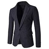 SUSIELADY Men's Blazer Jacket Herringbone Sport Coat Smart Formal Dinner Cotton Suits Slim Fit One Button Notch Lapel Coat