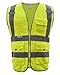Fangfang High Visibility Safety Vest 4 Pockets Class 2 High Visibility Zipper Front Safety Vest With Reflective Strips, 2 Bonus Reflective Bands Included, Neon Yellow Meets ANSI/ISEA Standards (L)