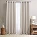 jinchan Linen Textured Curtains 95 Inch Length 2 Panels for Living Room Grommet Top Greyish Beige Room Darkening Drapes for Bedroom Thermal Insulated Window Curtain Set