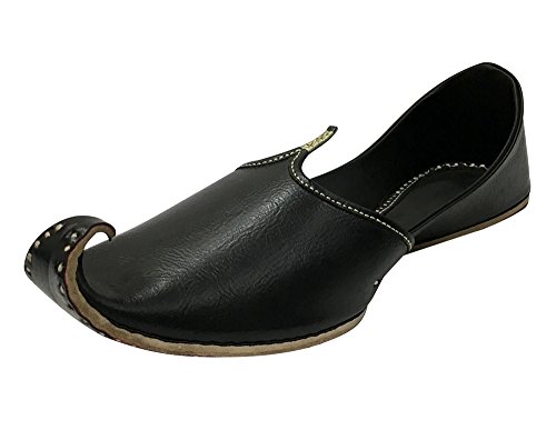 Step n Style 7-11.5 Black Men Handmade Leather Shoes Flip Flops Traditional Khussa Juti
