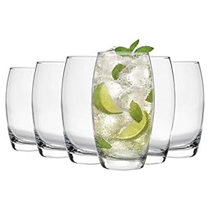 Argon-Tableware-Tondo-WaterJuice-Hiball-Glasses-Gift-Box-Of-6-Glasses-510ml-18oz 6x 510ml Hiball Glasses - 'Tondo' Range - Modern Highball Cocktail Juice Water Tall Drinking Tumblers - Dishwasher Safe…