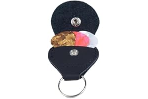 LABRICIYON 1Pc Black Guitar Picks Holder Case,PU Leather Guitar Plectrums Bag with Keyring,Keychain Plectrum Key Fob Case Bag,Gift for Guitar Players,Musical Instruments Guitar and Bass Picks,Pick Holders