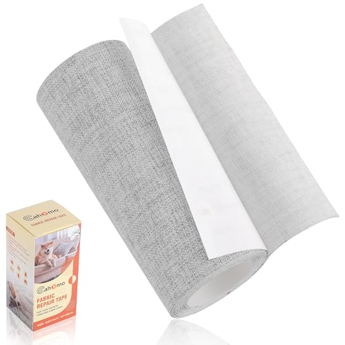 Cahomo Fabric Repair Patches, Self-Adhesive Linen Fabric Patch,10x160 cm Fabric Patches for Furniture, Canvas Fabric Patch Sofa Repair Patch Kits for Couch Various Fabrics Repair & Decorate Grey