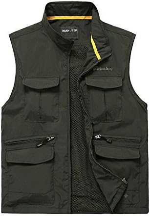 Cccken Men's Outdoor Lightweight Quick-dry Photo Journalist Fishing Vest(Army Green US L+=Asia 3XL)
