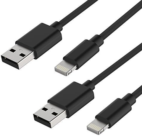 MoMoCity Nylon Braided Sync and Charging Cord Lightning to USB Cable for iPhone – 2 Pack (3-Feet and 6-Feet)