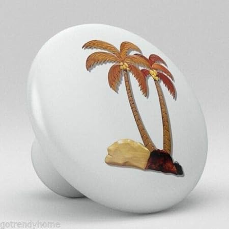 Palm Tree Tropical Ceramic Knobs Pulls Kitchen Drawer Dresser