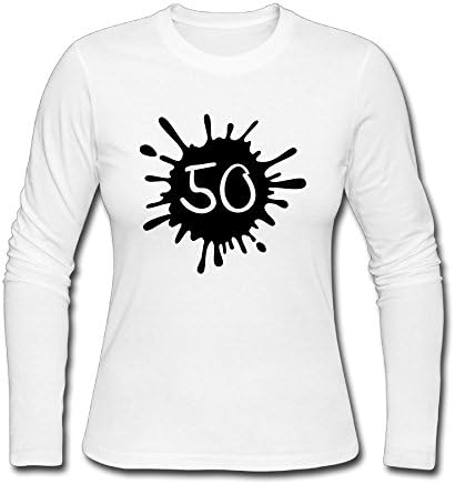 Linecustome Women's 50 Zahl Klecks F2 Long Sleeve T-Shirt M White