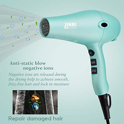 JINRI 1875W Hair Dryer Salon Grade Negative Ionic Blow Dryers Light