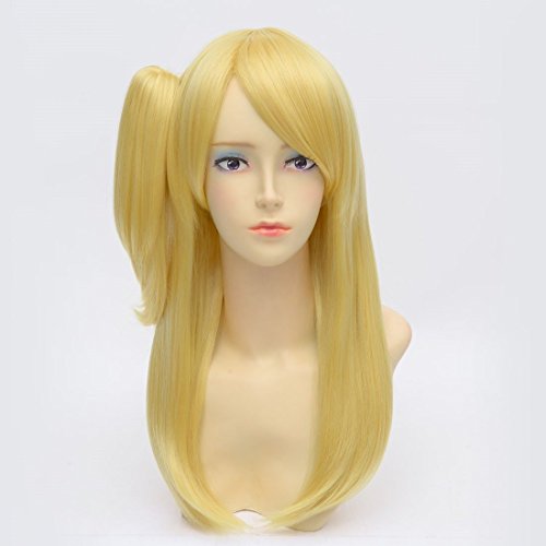 Aosler Fairy Tail Lucy Heartfilia Cosplay Wig Golden Synthetic Hair with 1 Ponytail