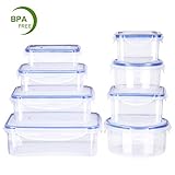 16 Piece Plastic Food Storage Container Set with Locking Lids - Safe for Dishwasher and Freezer BPA Free - Home & Kitchen Deik