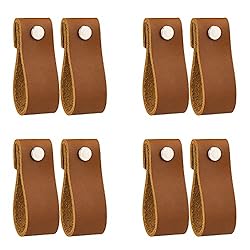 LazaKay Leather Drawer Pulls - 8 Pcs Leather