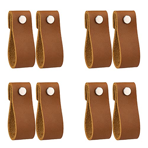 LazaKay Leather Drawer Pulls - 8 Pcs Leather