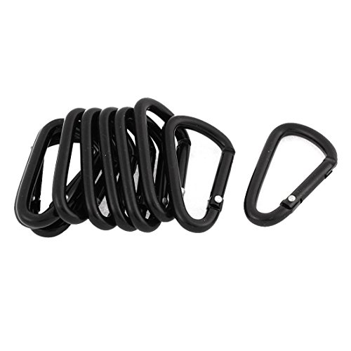 uxcell Camping D Shaped Metal Carabiner Spring Loaded Clips Hook 10Pcs