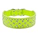 Didog Sparkly Rhinestone Wide Dog Collar -Soft PU Leather Royal Look - Lime Green S Size - Fit for Medium Breeds
