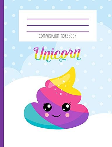 Composition Notebook: Unicorn Poop Rainbow Kawaii Face Polka Dot Cloud Blue Journal And Notebook Paperback – 6 Jan 2019