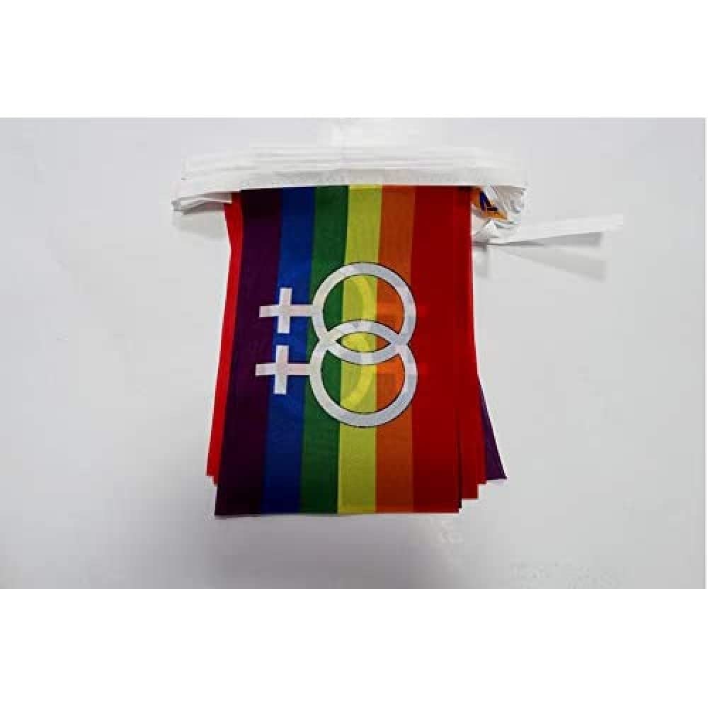 AZ FLAG Rainbow Double Venus Bunting Flag, 20 Ft Garland with 20 Small Lesbian Pride Flags 8'' x 6'', 100% Polyester String Pennant, 6 meters
