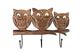 storeindya Hand Crafted Wall Hooks Key Holders – Owl Wooden Coat Hangers