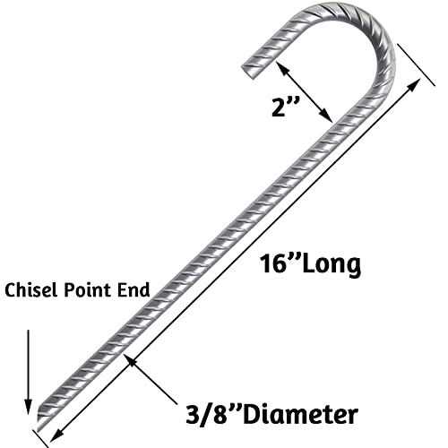 OK5STAR 12 Pack 16" Ground Rebar Stakes Heavy Duty J Hook Ground
