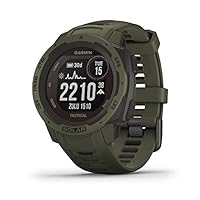 Garmin Instinct, Rugged Outdoor Smartwatch with Solar Charging Capabilities and Tactical Features, Built-in Sports Apps and Health Monitoring, Moss Green