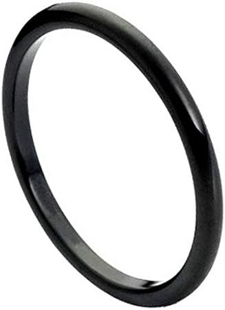 Tungsten His Hers Unisex Wedding Band 2MM Flat Dome Black Gold Rhodium Plated Polished Shiny Comfort Fit