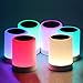 Smart Dimmable Table Night Light, Pococina Warm White LED Bedside Lamp with Touch Sensor and Color Changing Mode Bluetooth Speaker for Kids