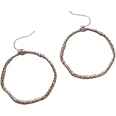 Copper Stamped Boho Hoop Dangle Earrings Bohemian Boho