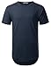 URBANCREWS Mens Hipster Hip Hop Cotton Elong Crewneck T-Shirt NAVY LARGE