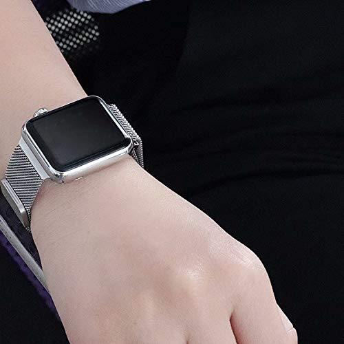 HILIMNY Compatible for Applr Watch Band 42mm 44mm, Stainless Steel Mesh Sport Wristband Loop with Adjustable Magnet Clasp for iWstch Series 1/2 / 3/4 - Thumbnail 5