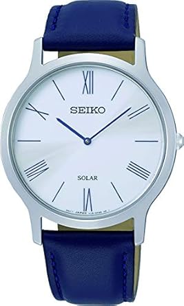 Seiko Herren Analog Solar Uhr mit Leder Armband SUP857P1