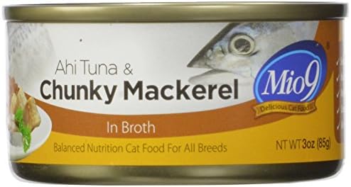 Mio9 Ahi Tuna And Chunky Mackerel Cat Food In Broth 3Oz Can, 24-Pack