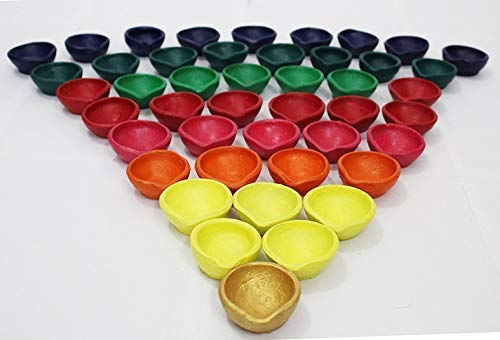 Sajan Creation Set of 30 Pcs. Clay Diwali Diya (Multicolour, Standard Size)