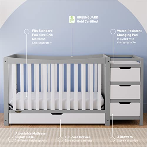 Graco Remi 4In1 Convertible Crib & Changer With Drawer (Pebble Gray