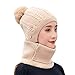 OrchidAmor Womens Pom Pom Beanie Hat Scarf Girls Cute Winter Ski Hat Slouchy Knit with Fleece Lined Bib mask Jumper Capthumb 4