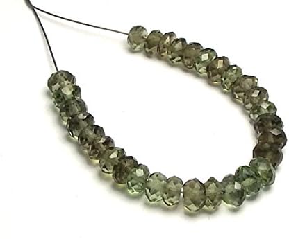 30 pcs MOLDAVITE Green Meteor Stone 3.5-4mm Micro-Faceted Rondelle Beads AAA L2