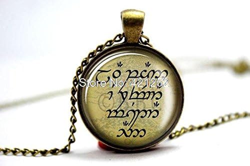 Pretty Lee 2015 Fashion Not All Those Who Wander Are Lost - Sindarin Elvish - Lotr Inspired Necklace Glass Photo Cabochon Necklace Christmas gift