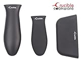 Silicone Hot Handle Pot Holder Mixed Set of 3 (3-Pack) For Cast Iron Skillets, Mini Handle, Assist Handle, Black