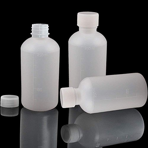 GDGY 8Pcs 250ml, 8.5OZ PE Plastic Empty Small Mouth Graduated Lab Chemical Container Reagent Bottle Sample Sealing Liquid Medicine Bottle (8pcs 250ml, 8.45)