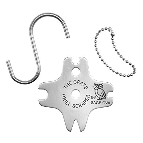 The Sage Owl Heavy Duty Stainless Grill Scraper - Bristle Free Tool for Cleaning Your BBQ Grill - Thumbnail 4