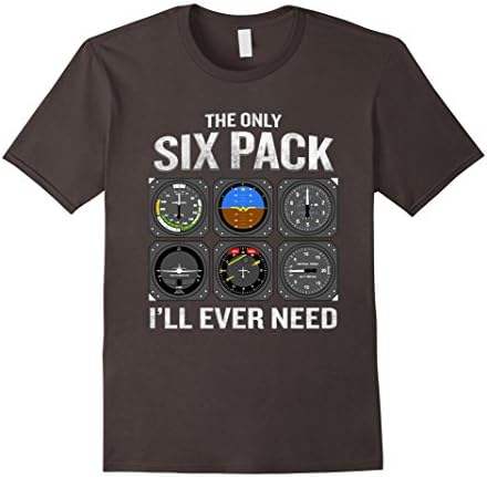 Men's Only Six Pack I'll Need T-Shirt Funny Pilot Quote Cockpit XL Asphalt